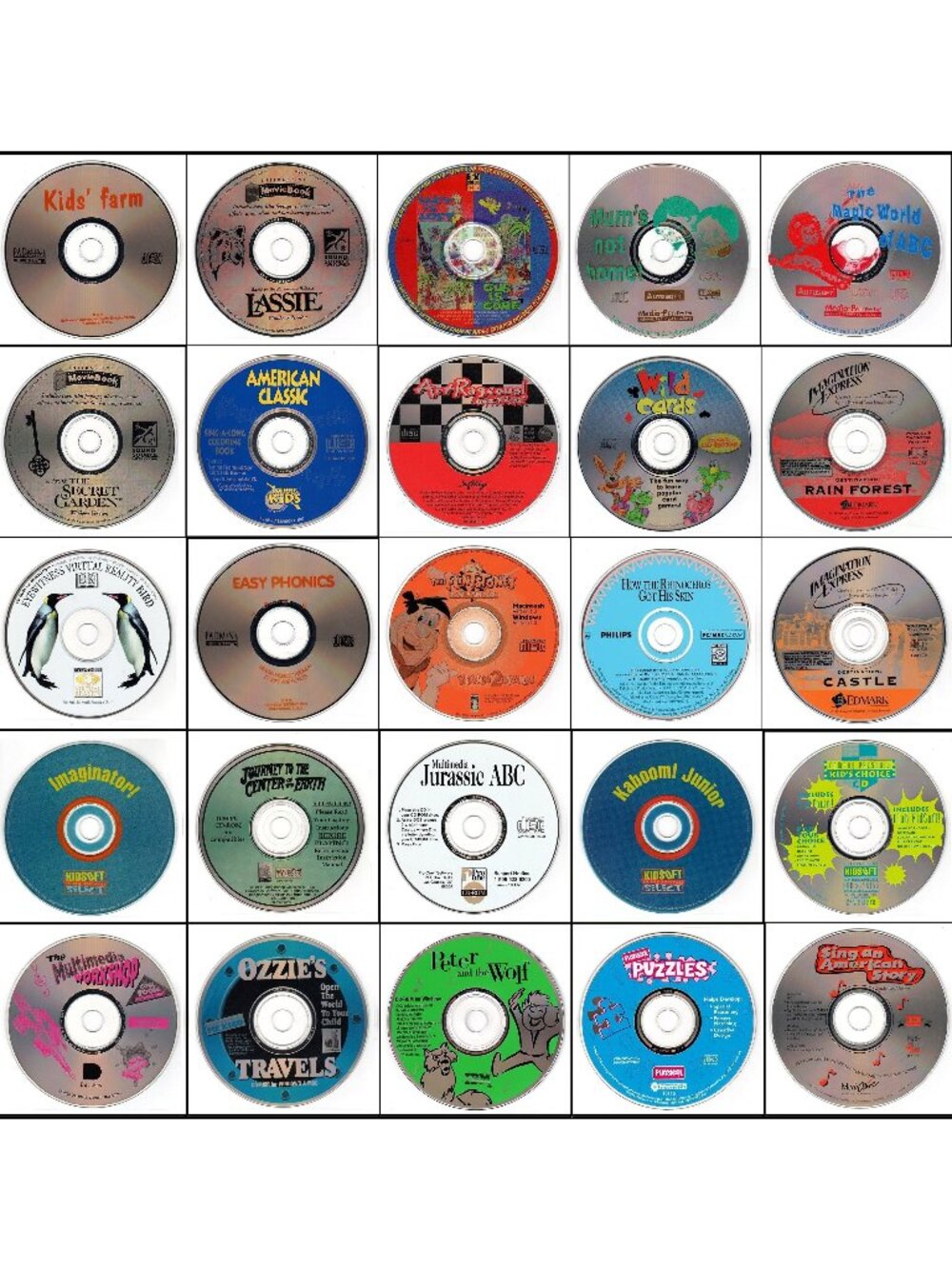 25 CD-ROM Kids Lot #2 (1994-1995) Vintage NEW or Like NEW CD's in Sleeves